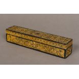 An Eastern carved stone pen box Of hinged rectangular form,