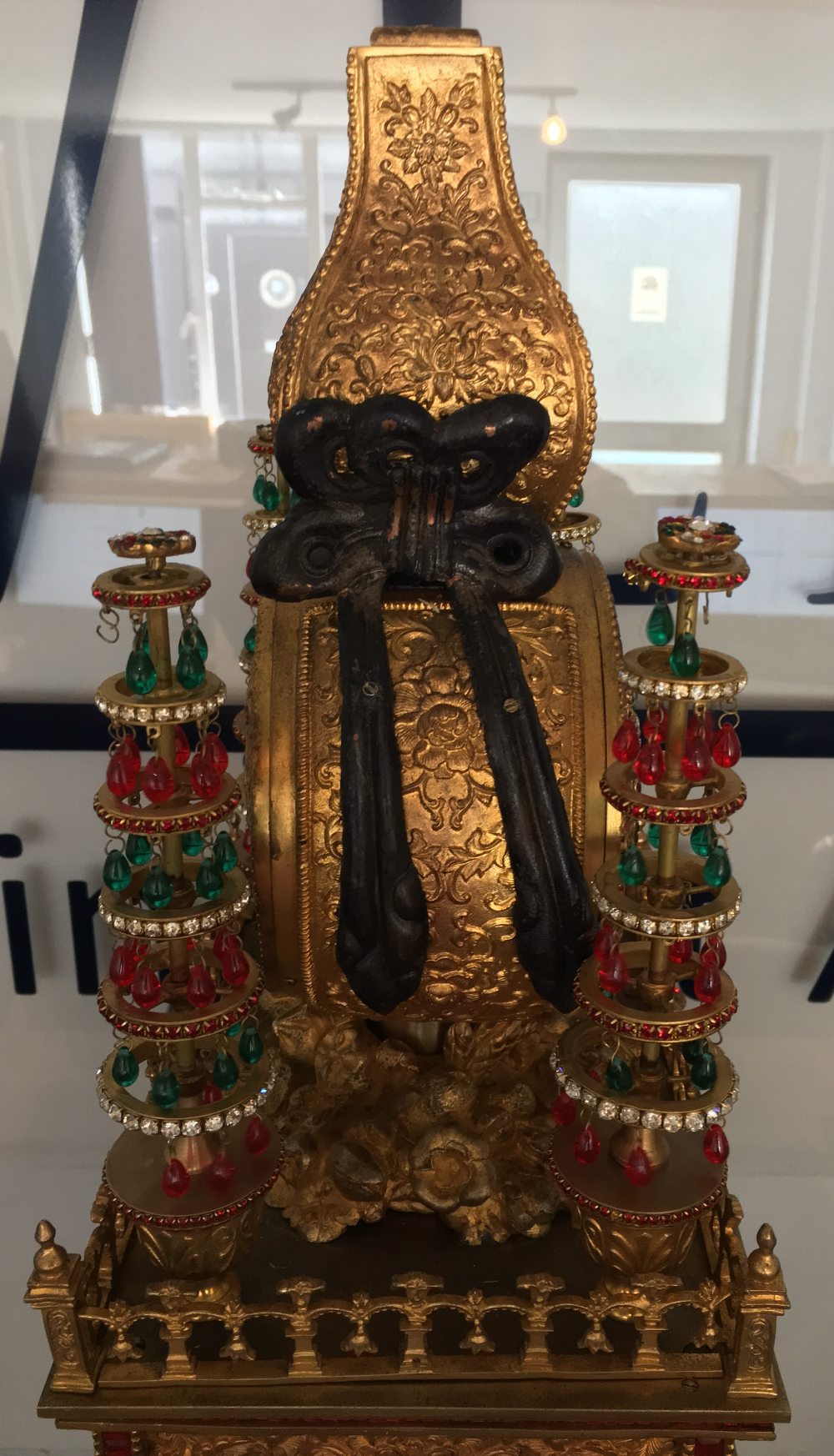 A large and impressive Chinese gilded metal paste set musical automaton table clock The 4 1/2 inch - Image 8 of 23