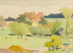 ADOLF VALETTE (1876-1942) French Ludlow Castle Watercolour, signed,