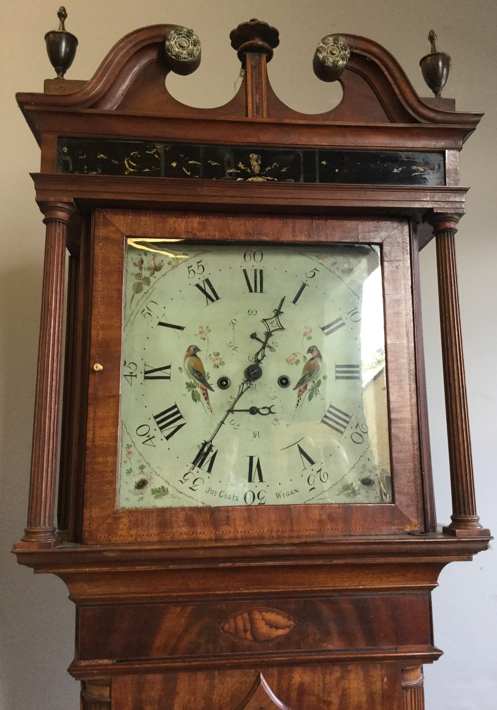 A 19th century mahogany cased eight-day longcase clock The hood with brass mounted broken swan-neck - Image 3 of 3