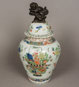 A 19th century Chinese famille verte ginger jar and cover The removable lid surmounted with a