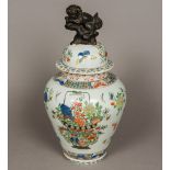 A 19th century Chinese famille verte ginger jar and cover The removable lid surmounted with a