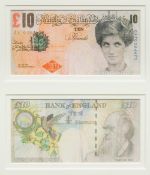 BANKSY (born 1974) British (AR) Di Faced Tenners Offset lithographs, in common frame and glazed.