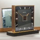 An Art Deco Jaeger LeCoultre double faced desk clock Of flattened square section form with