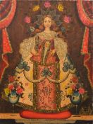 CUZCO SCHOOL (20th century) Virgin Mary Oil on canvas, signed V M Navarro, unframed. 46 x 61 cm.