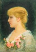 After EMILE EISMAN-SEMENOWSKY (1857-1911) Polish Profile Portrait of a Young Lady Oil on panel,