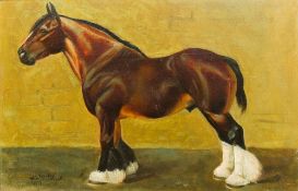 W L MOSLEY (20th century) British Portrait of Heavy Horse Hendre Tomson, 21,5,07 Oil on board,