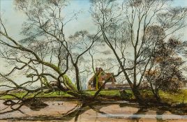 MICHAEL JOHN HUNT (born 1941) British (AR) The Farmstead Oil on canvas, signed, framed. 74.