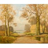 DAVID MEAD (20th century) British (AR) Near Horsham, Sussex Oil on board, signed, framed.