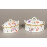 Two 19th century Nymphenburg porcelain tureens and covers Typically decorated with floral sprays,