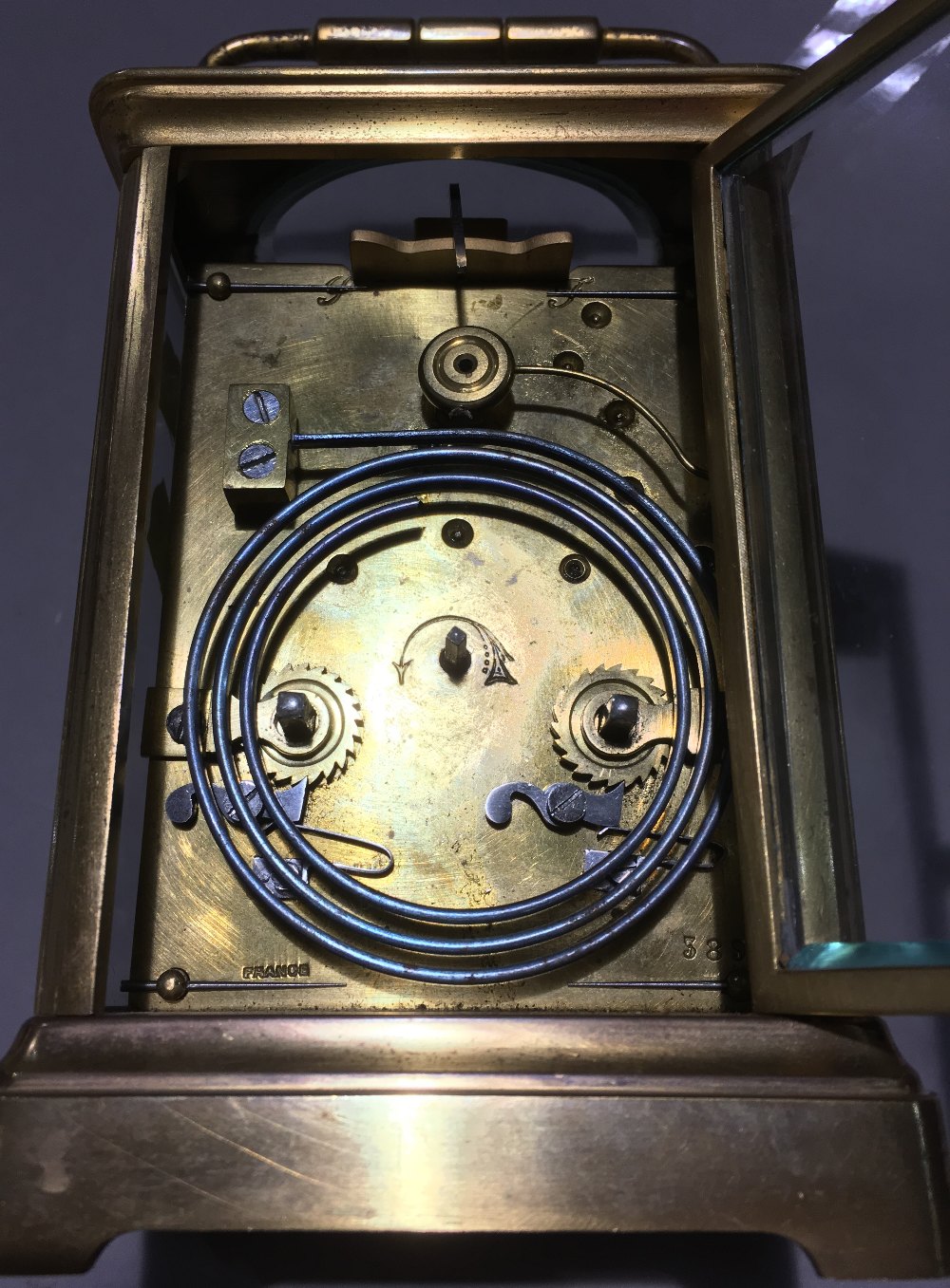 A Victorian lacquered brass cased striking carriage clock Of typical form, - Image 8 of 9