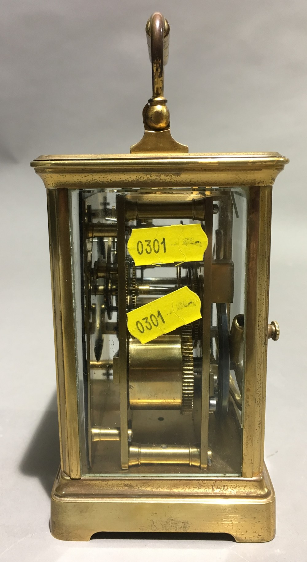 A Victorian lacquered brass cased striking carriage clock Of typical form, - Image 3 of 9