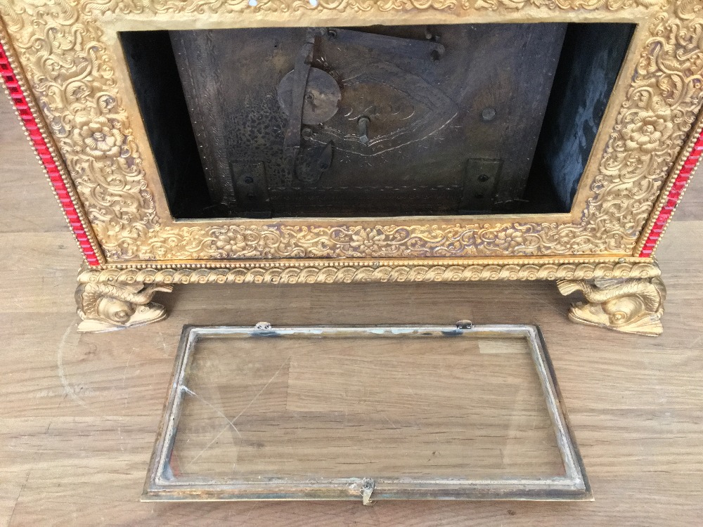 A large and impressive Chinese gilded metal paste set musical automaton table clock The 4 1/2 inch - Image 17 of 23