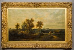 EDWARD CHARLES WILLIAMS (1807-1881) British Figures in an Extensive Norfolk Landscape Oil on canvas,