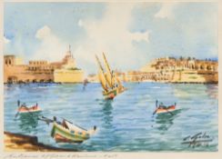 C GILIA (19th/20th century) Maltese Entrance of Grand Harbour,