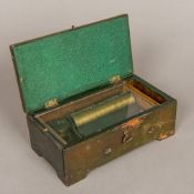 An unusual 19th century leather clad music box Of tooled hinged rectangular form. 17 cm wide.