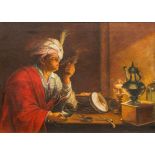 DECORATIVE SCHOOL (20th century) The Orientalist Oil on canvas, slip framed. 54.5 x 39 cm.