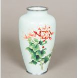 A small Japanese cloisonne vase Of tapering slender bulbous form,