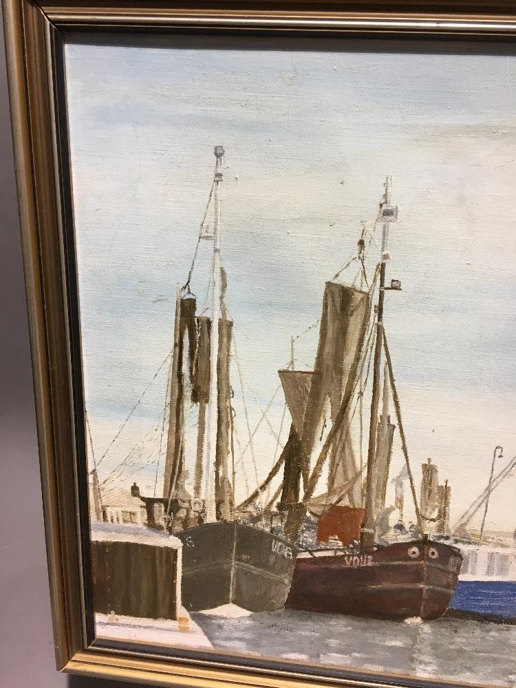 JOHN AMBROSE (1931-2010) British (AR) Harbour Scene Oil on canvas, signed, framed. 49.5 x 40 cm. - Bild 4 aus 7