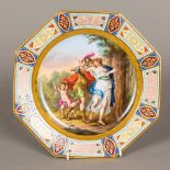 A 19th century Vienna painted porcelain plate Of octagonal form,