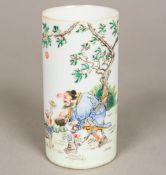 A Chinese porcelain brush pot