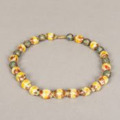 A Venetian glass bead necklace