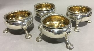 A set of four George II silver salts, hallmarked London 1754,