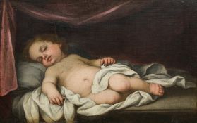 ITALIAN SCHOOL (18th/19th century) Sleeping Putto Oil on canvas, framed. 75.5 x 48 cm.