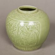 A Chinese celadon ground ginger jar