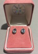 A pair of 9 ct gold and aquamarine earrings