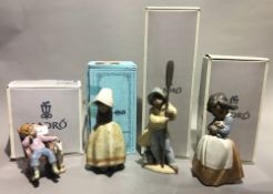 Four Lladro matt figurines including,