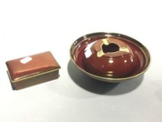 A Carlton Ware Rouge Royale ashtray and a trinket box