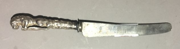 An 18th century unmarked white metal handled knife