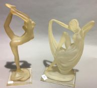 A frosted resin figure of an Art Deco dancer together with another (a/f)