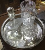 A cut crystal vase,