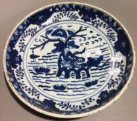 A Chinese blue and white dish