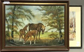 JANET BROOK, Mare With Foals, oil,