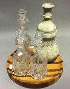 A quantity of decanters and a tray