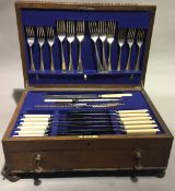 A silver plated canteen of cutlery