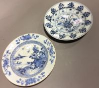 A Chinese blue and white export porcelain plate and another