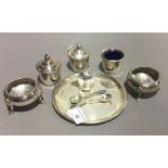 A quantity of silver plate, including salts,