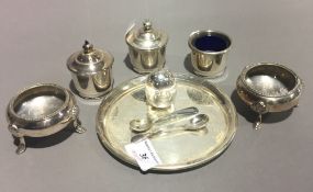 A quantity of silver plate, including salts,