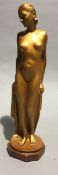 An Art Deco style bronzed patinated nude female figure