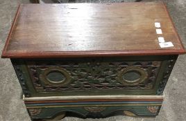 A Continental painted carved marriage chest