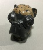 A cold painted bronze inkwell formed as a pug dog