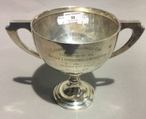 A silver trophy cup