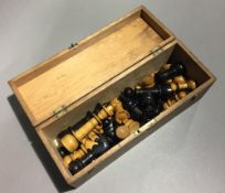 A carved boxwood chess set,