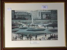 Four prints After L S LOWRY, comprising Piccadilly Gardens, An Accident,