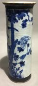 A 19th century Chinese crackle glaze blue and white sleeve vase