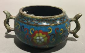 A cloisonne censer